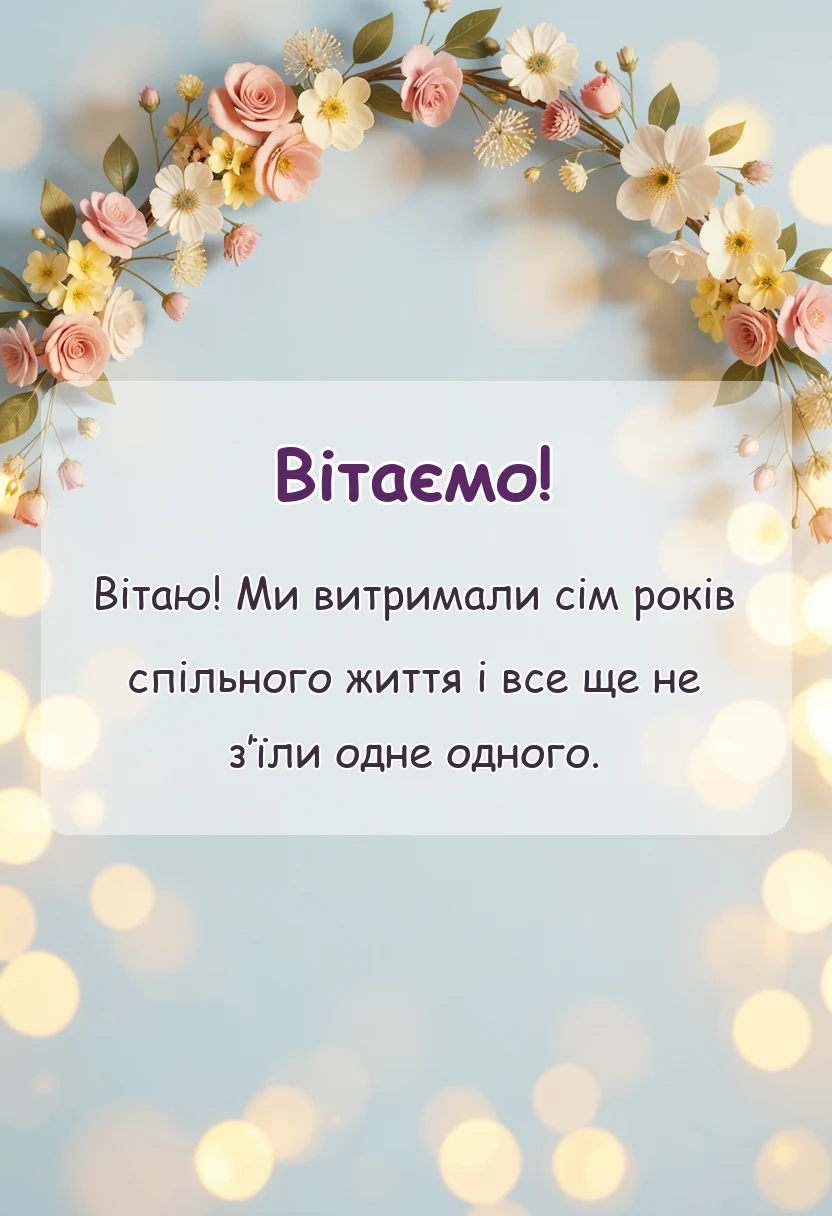 унікальна листівка - привітання з роковиною весілля чоловікові