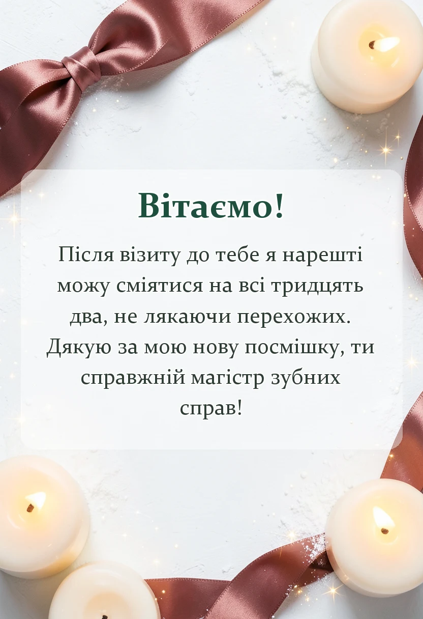 вітальна листівка - подяка лікарю стоматологу своїми словами