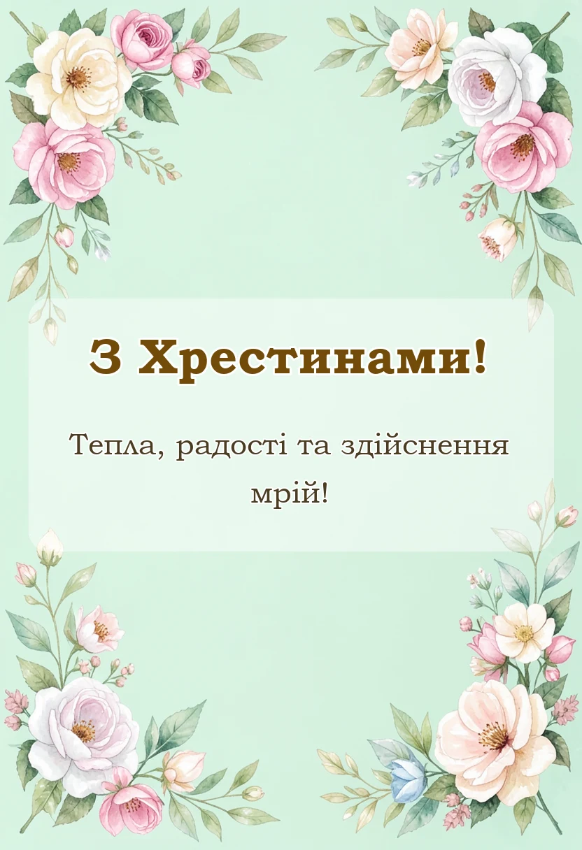 святкова картинка: тост на хрестини від хрещеної мами своїми словами