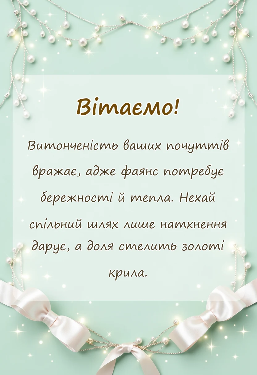 листівка з побажанням - картинки з фаянсовим весіллям