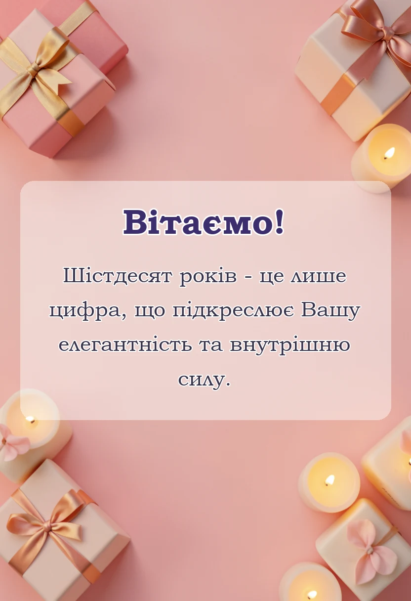 унікальна листівка - привітання з 60-річчям жінці