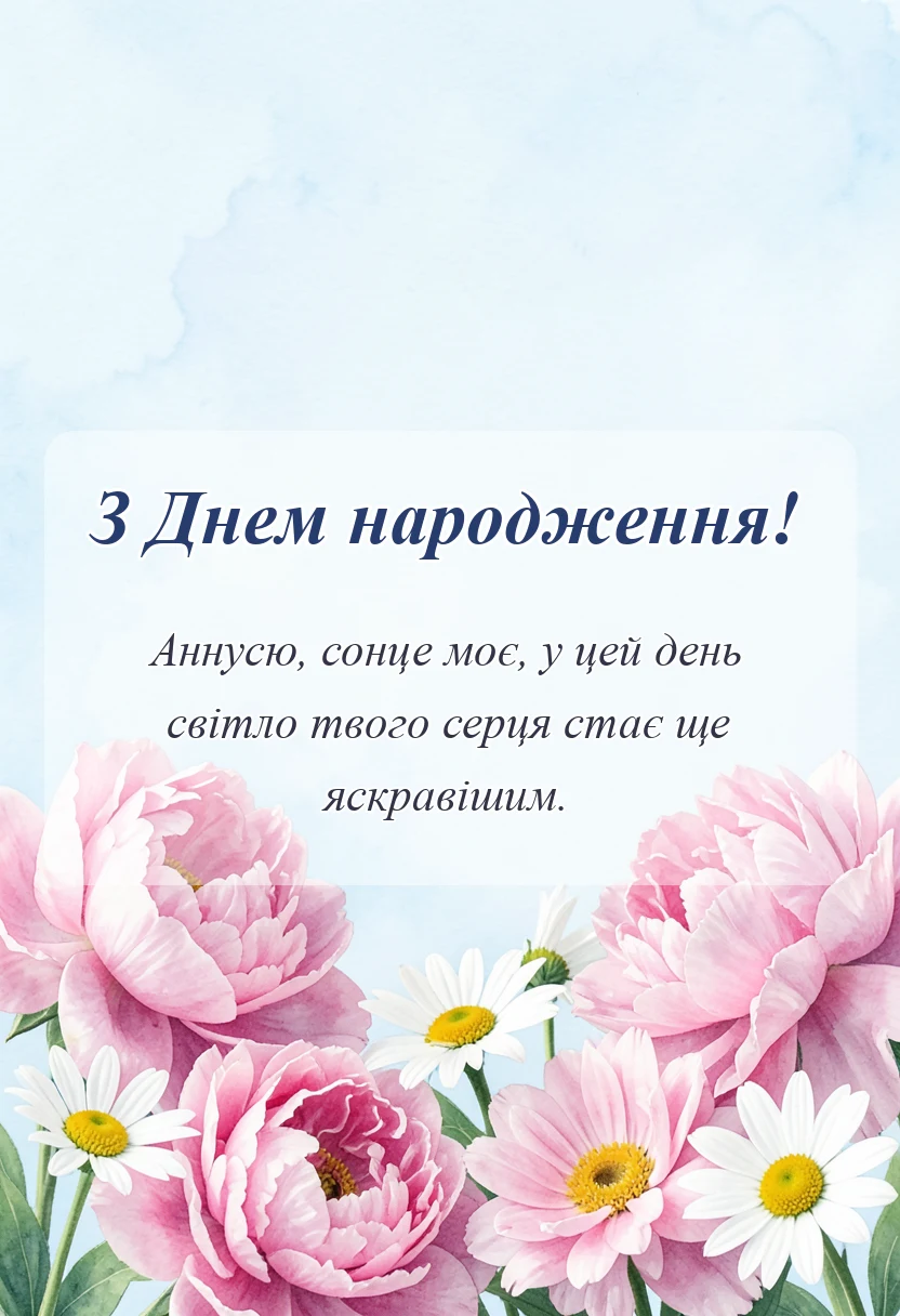 красива листівка: привітання з днем народження ганні своїми словами