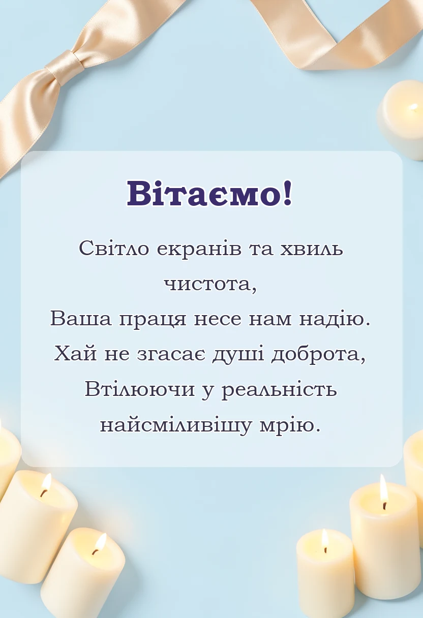 унікальна листівка - привітання з днем працівника радіо телебачення та звязку своїми словами