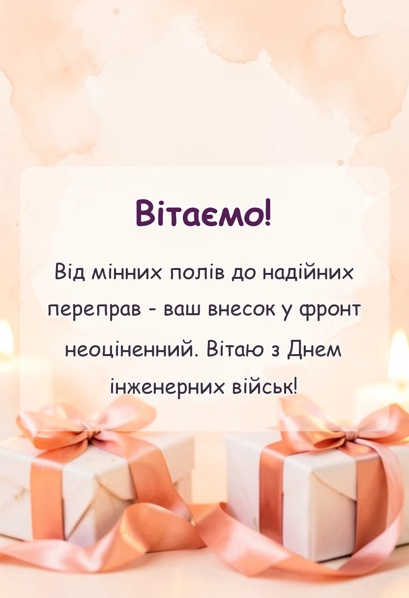вітальна листівка - привітання з днем інженерних військ