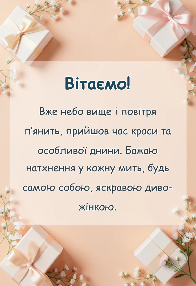 унікальна листівка - привітання з 8 березня картинками українською