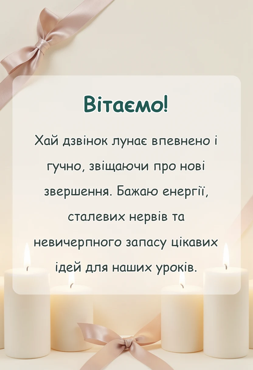 вітальна листівка - привітання з днем вчителя колегам своїми словами