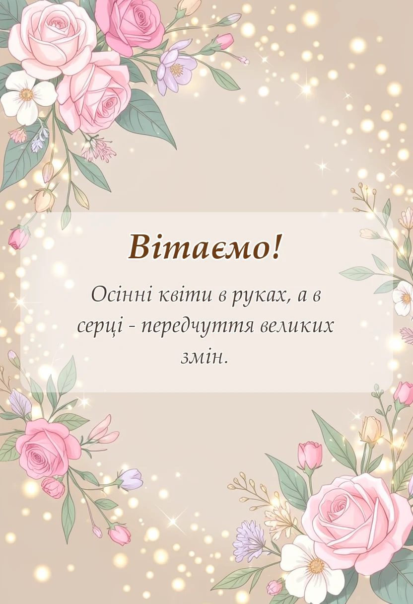 унікальна листівка - привітання з 1 вересня своїми словами