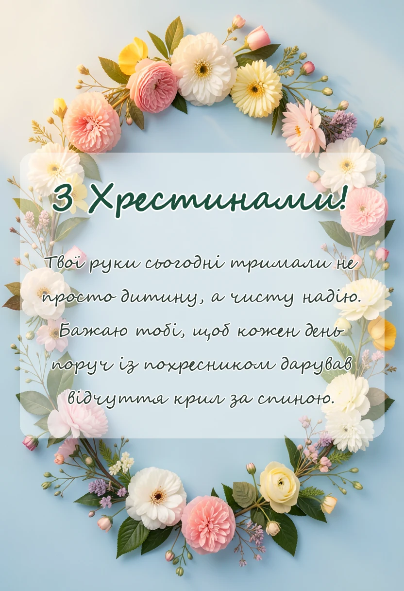 красива листівка: тост на хрестини від хрещеної мами своїми словами