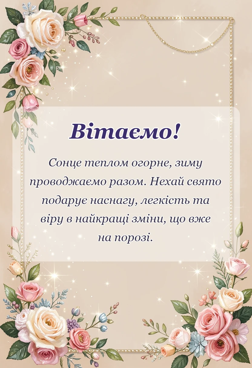 вітальна листівка - привітання з масляною українською своїми словами