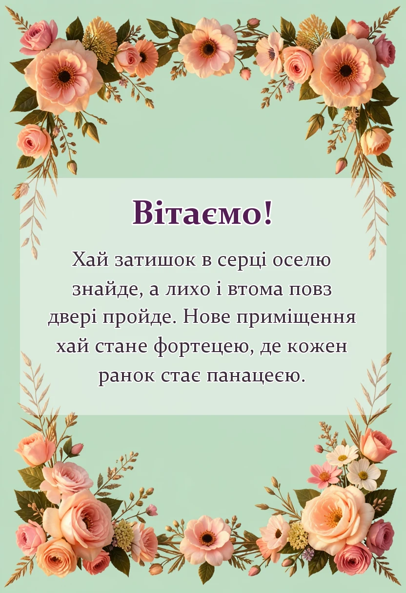 вітальна листівка - тост на новосілля