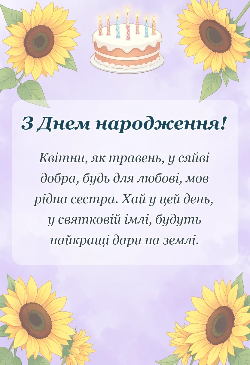 вітальна листівка - з днем народження красунечка