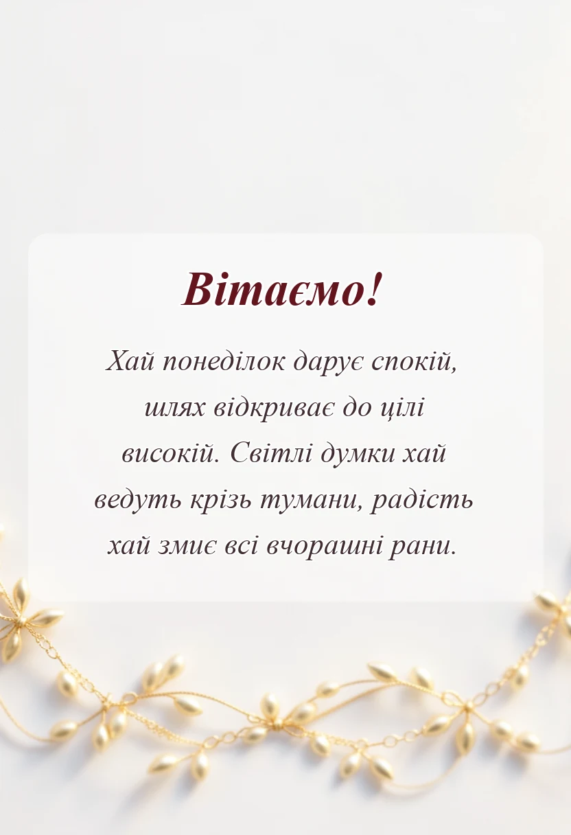 листівка з побажанням - побажання благословенного понеділка та вдалого тижня