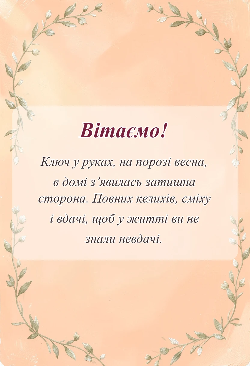 святкова картинка: тост на новосілля