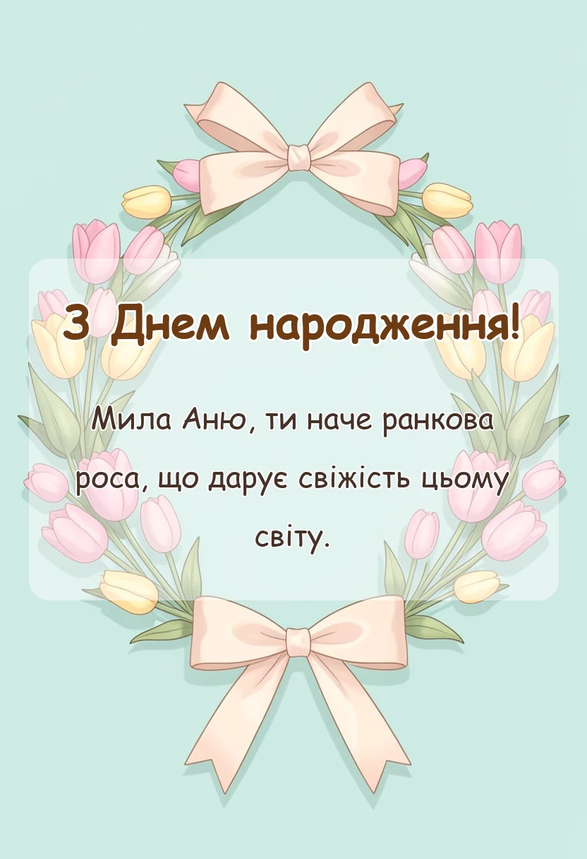 листівка з побажанням - привітання з днем народження ганні
