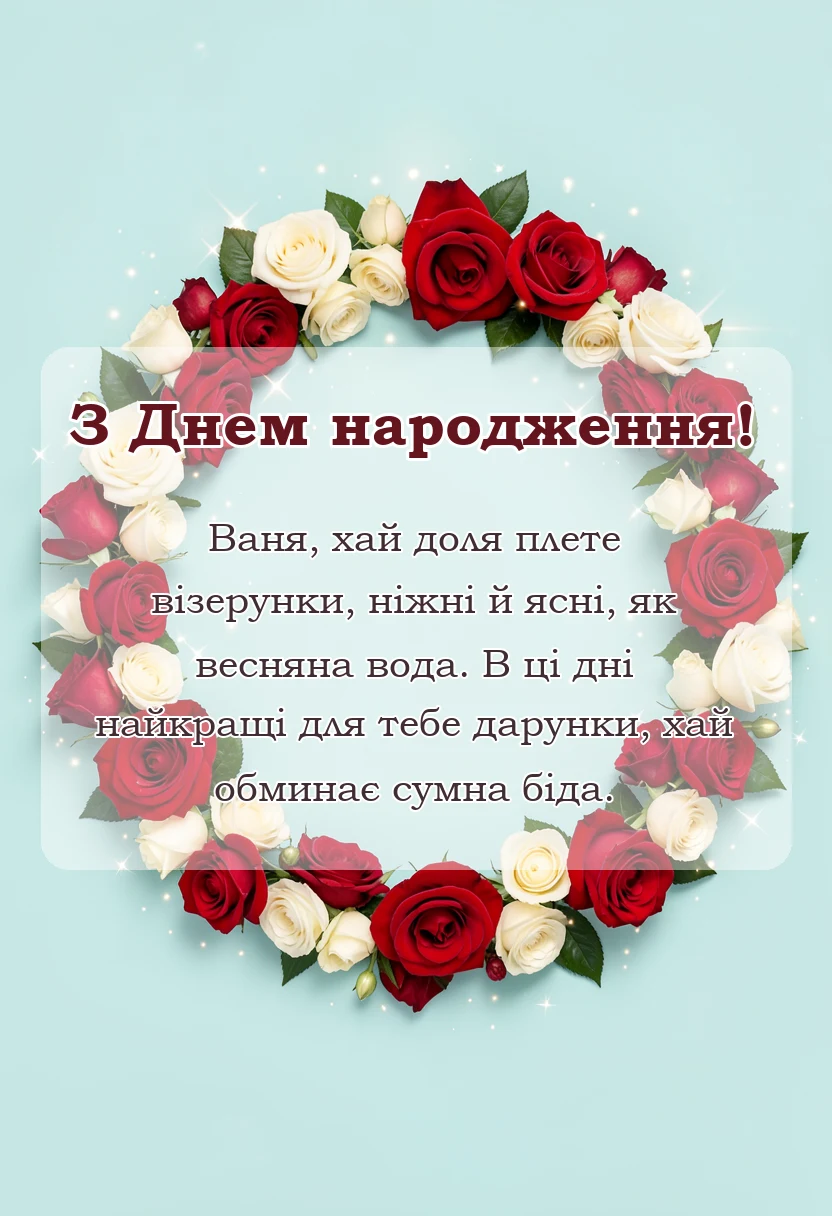 вітальна листівка - привітання з днем народження івану