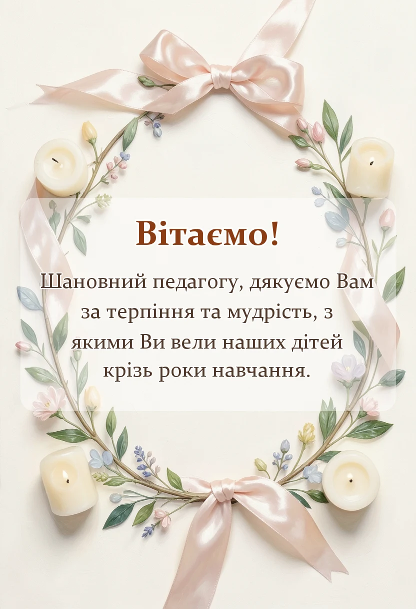вітальна листівка - подяка вчителю від батьків на випускний