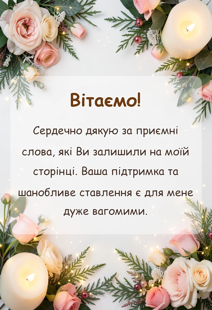 листівка з побажанням - подяка за привітання у facebook своїми словами