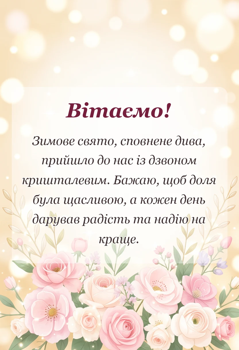 унікальна листівка - привітання з водохрещем