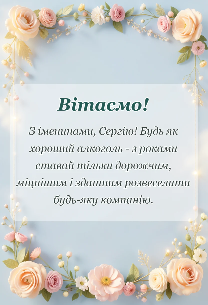 святкова картинка: привітання з днем ангела сергія