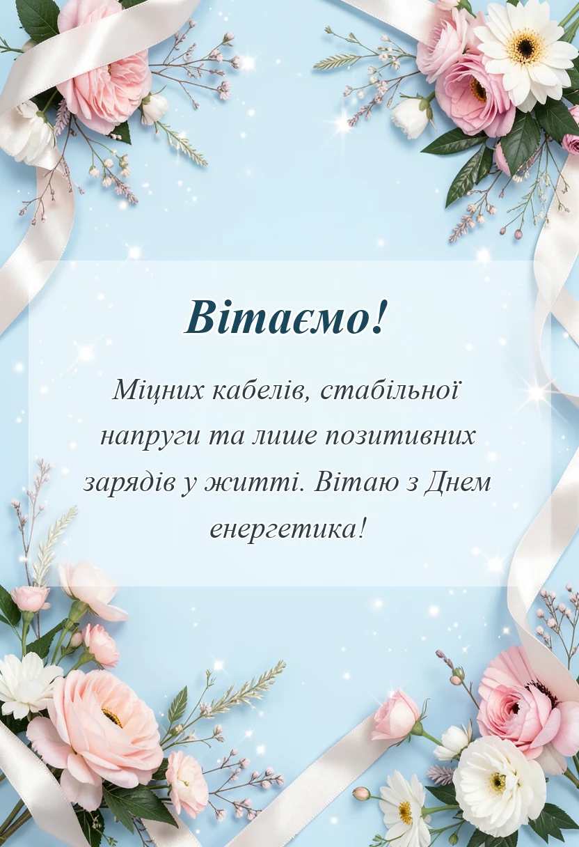 красива листівка: привітання з днем енергетика
