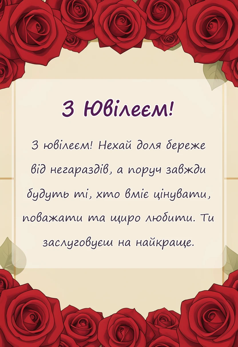 листівка з побажанням - щирі привітання з ювілеєм для жінок