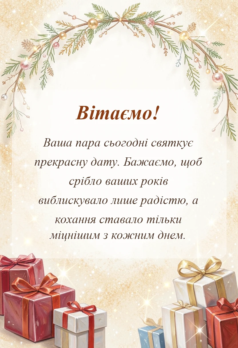 листівка з побажанням - що побажати на срібне весілля