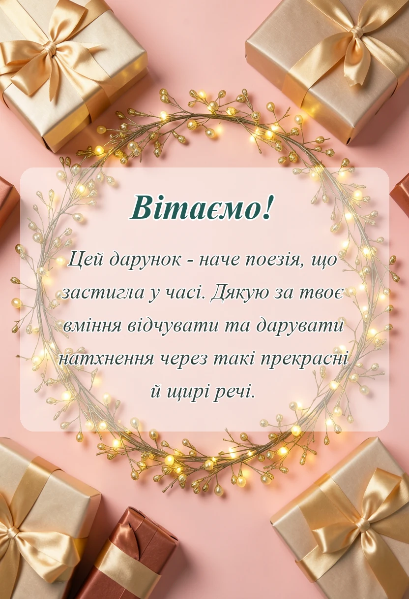 листівка з побажанням - подяка за подарунок