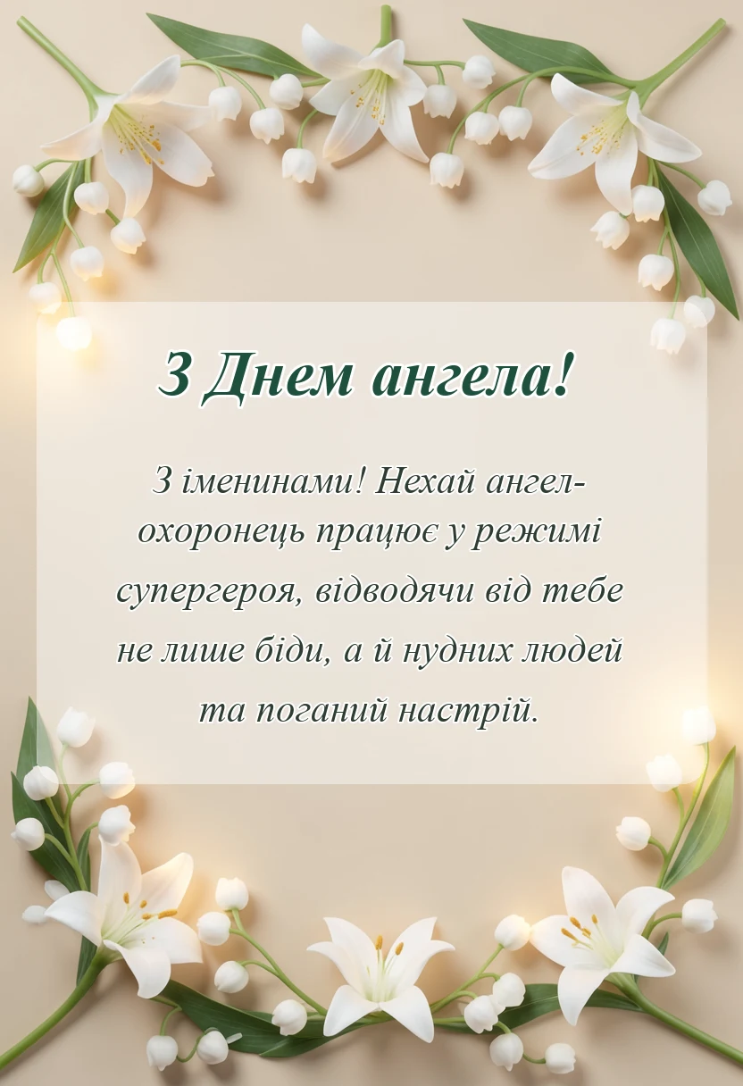 унікальна листівка - привітання з днем ангела в прозі