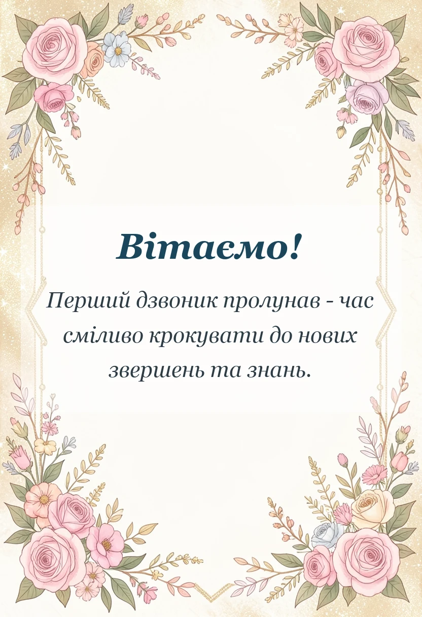 святкова картинка: привітання з 1 вересня своїми словами