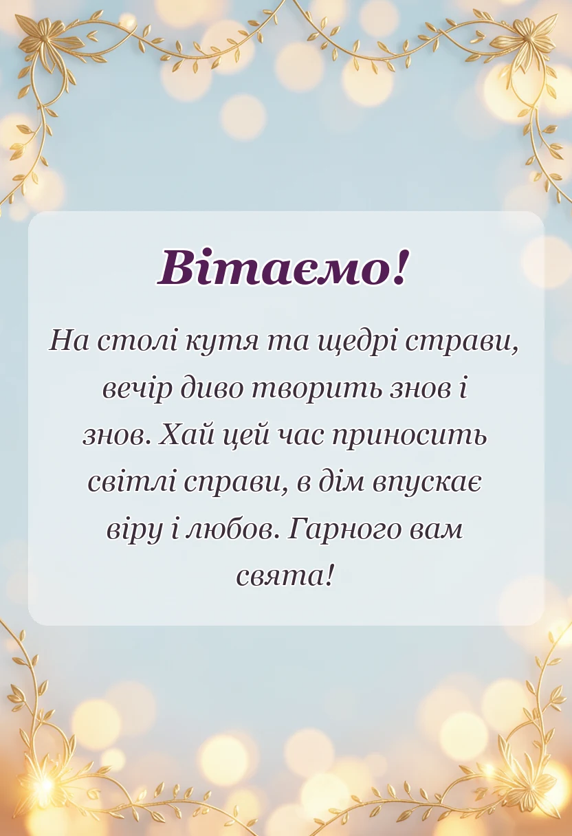 вітальна листівка - побажання на щедрий вечір