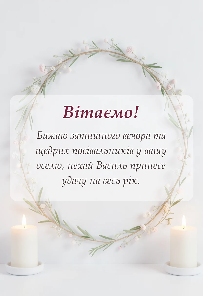 унікальна листівка - привітання зі старим новим роком та василем