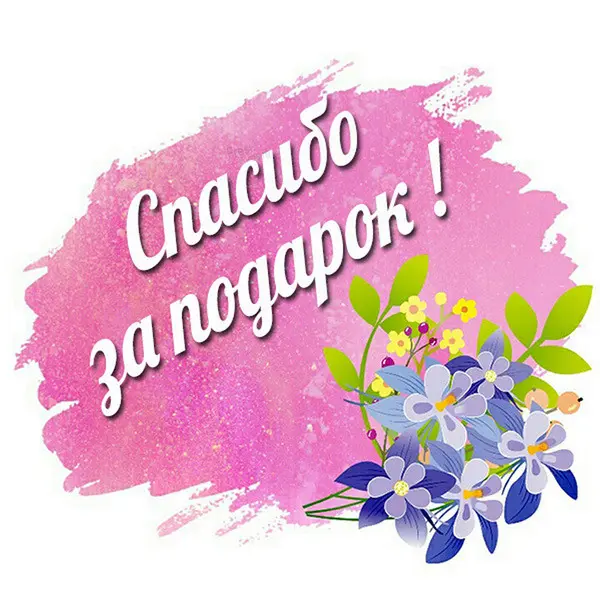 Розмазана рожева підкладка з квітами та текстом «Дякую за подарунок!»