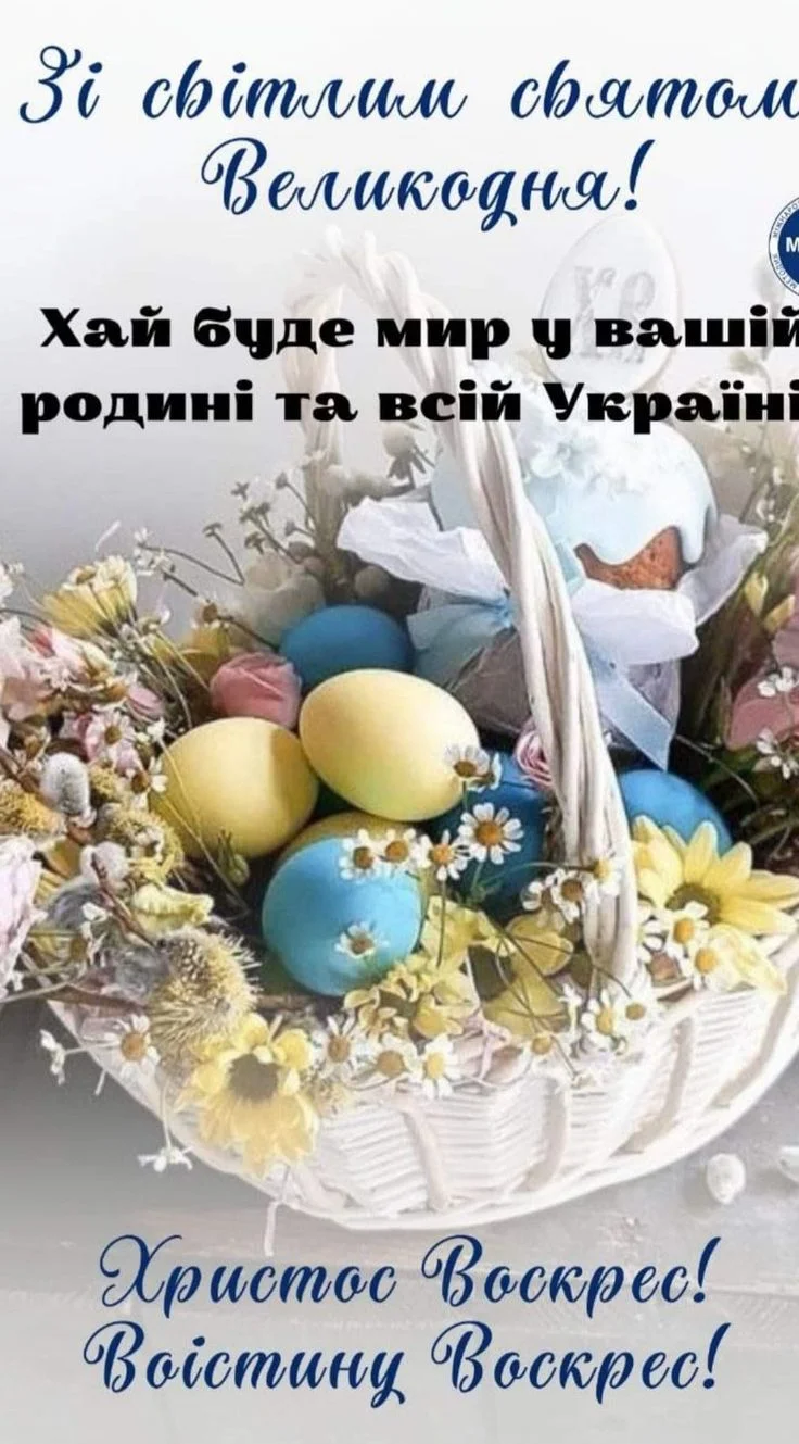 Корзина з пасками та яйцями на Великдень
