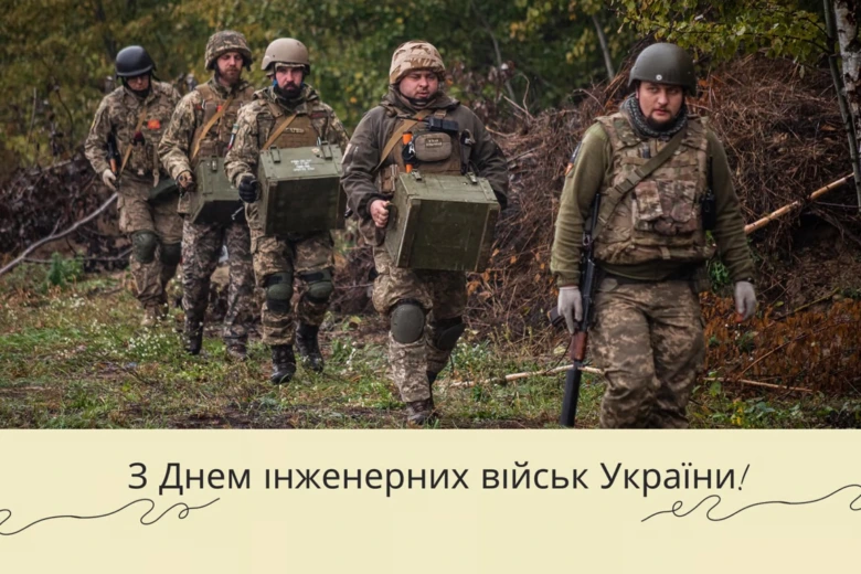 Інженери українських військ несуть обладнання лісом.