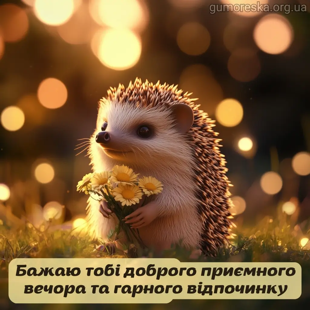 М'який їжак тримає жовті квіти на сонячному полі.