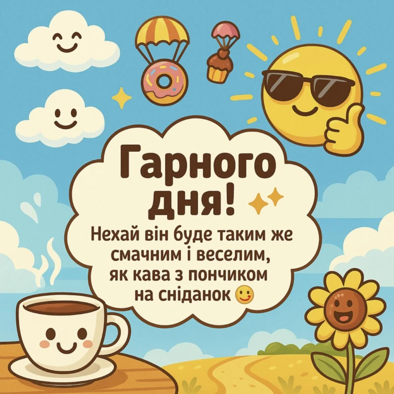 Сонячний день з кава та пончиком на сніданок