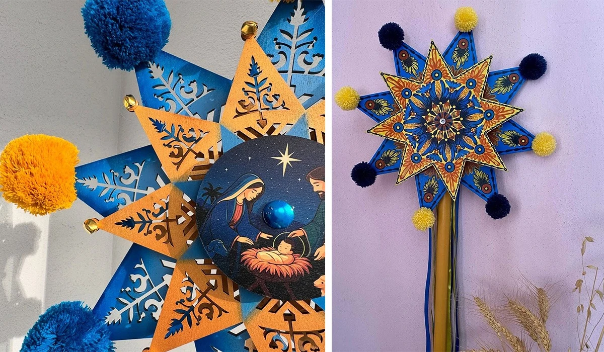Christmas star decoration with nativity scene